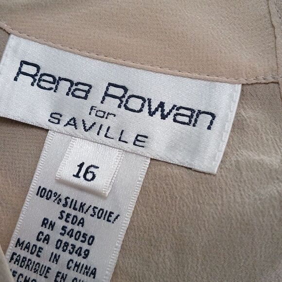 Rena Rowan for Saville vintage   tan short sleeve silk blouse Sz 16 NWT - Picture 9 of 9